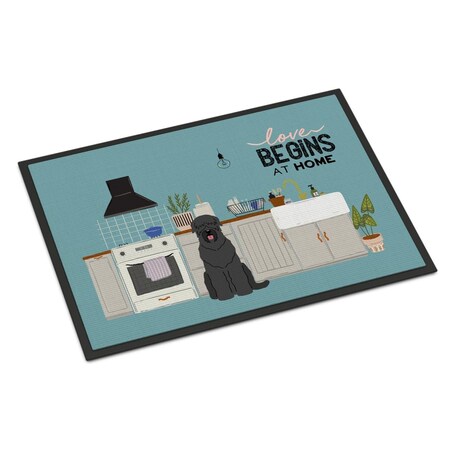 24 X 36 In. Black Russian Terrier Kitchen Scene Indoor Or Outdoor Mat